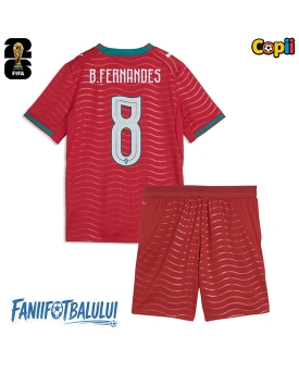 Portugalia Bruno Fernandes #8 Echipament de Fotbal Replică Mondial 2026 Copii Acasa (+ Șorturi)